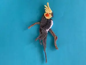 Finished crochet cockatiel tutorial 4 ply landscape