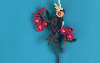 Finished crochet gumnut 2 ply cockatiel landscape