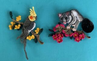 Finished crochet wattle and gumnut 4 ply group landscape