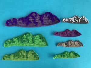 Finished crochet mountain 2 ply group landscape