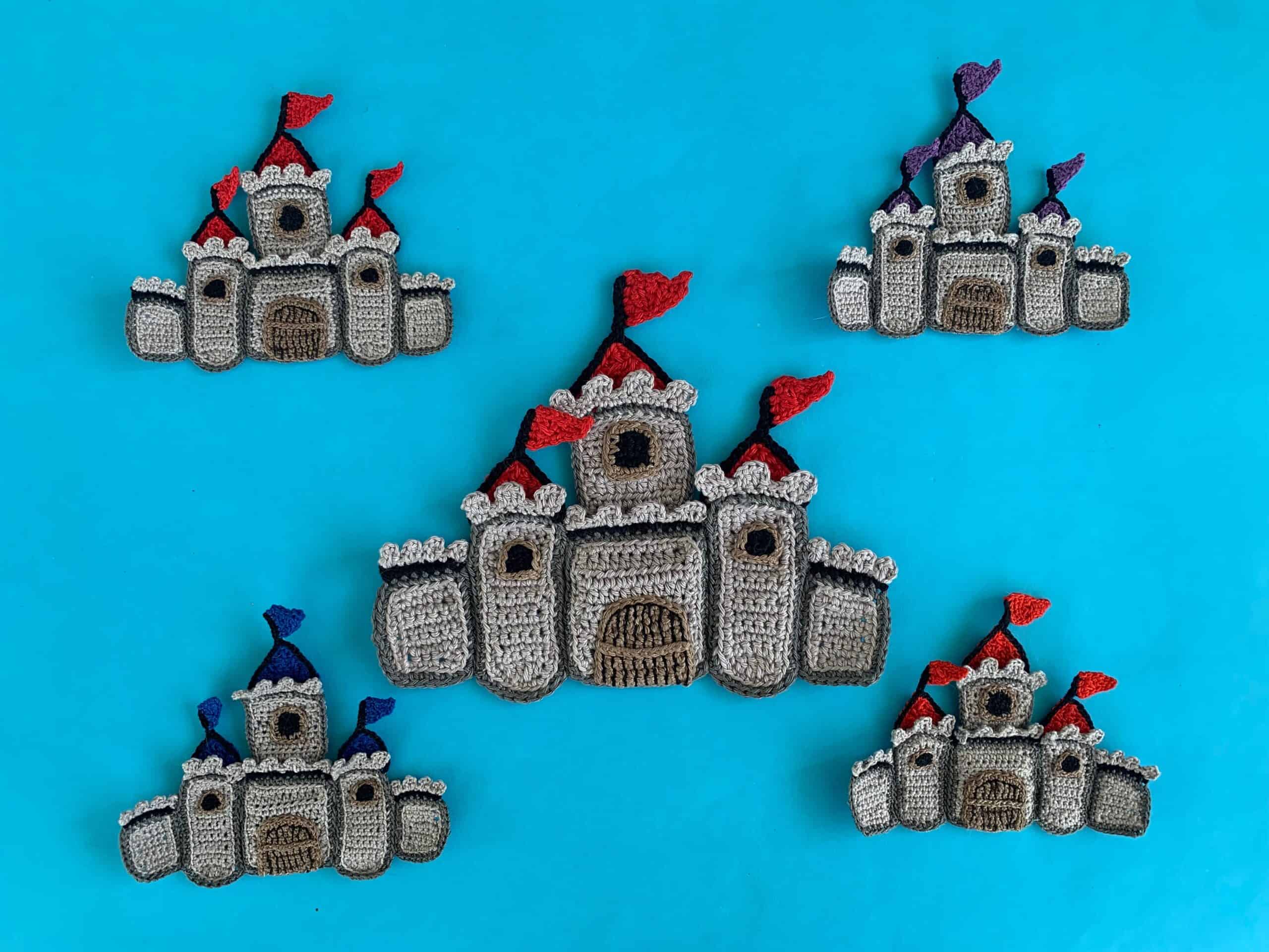 Finished crochet castle 2 ply group landscape
