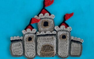 Finished crochet castle 4 ply landscape