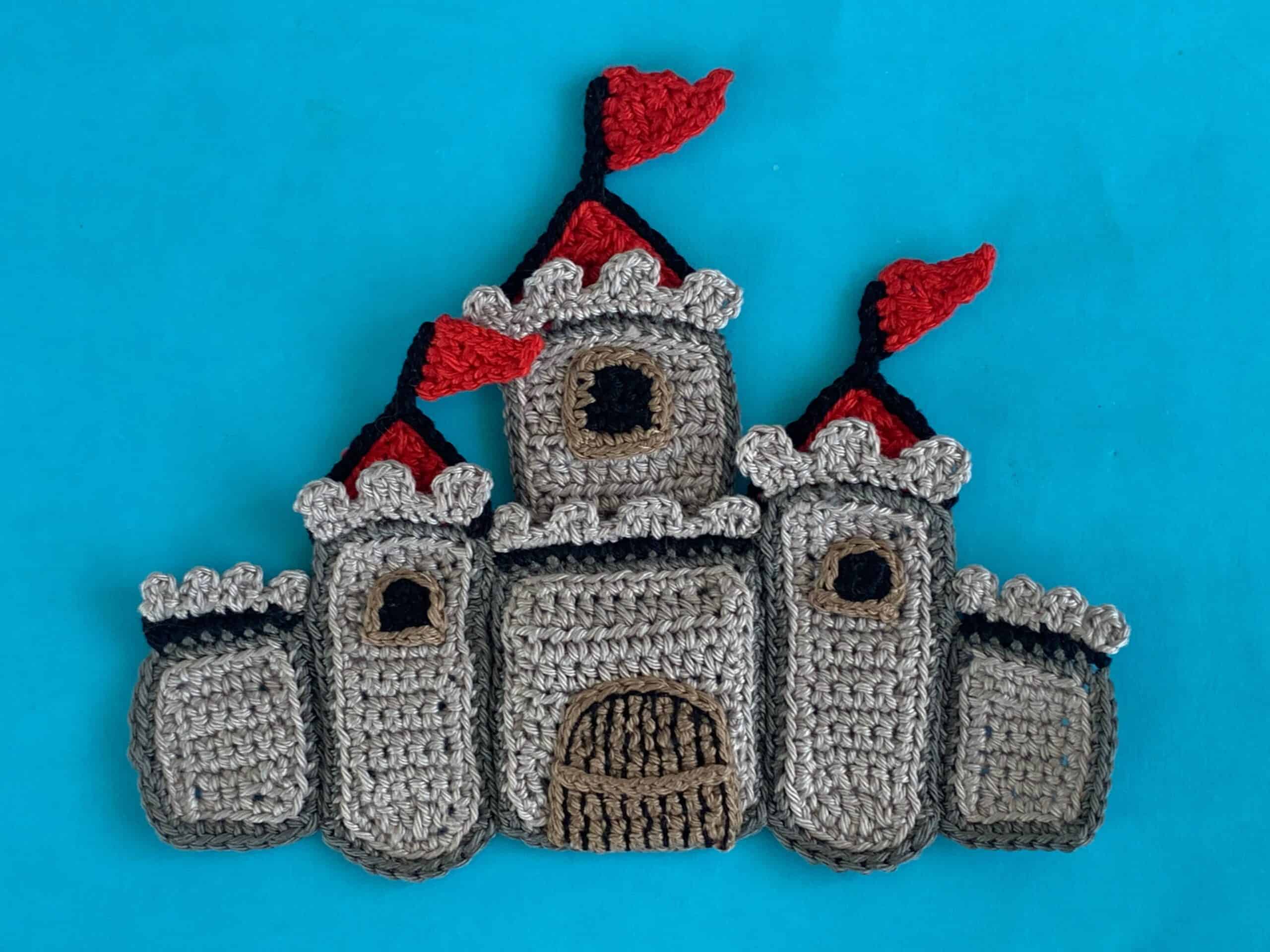 Finished crochet castle 4 ply landscape