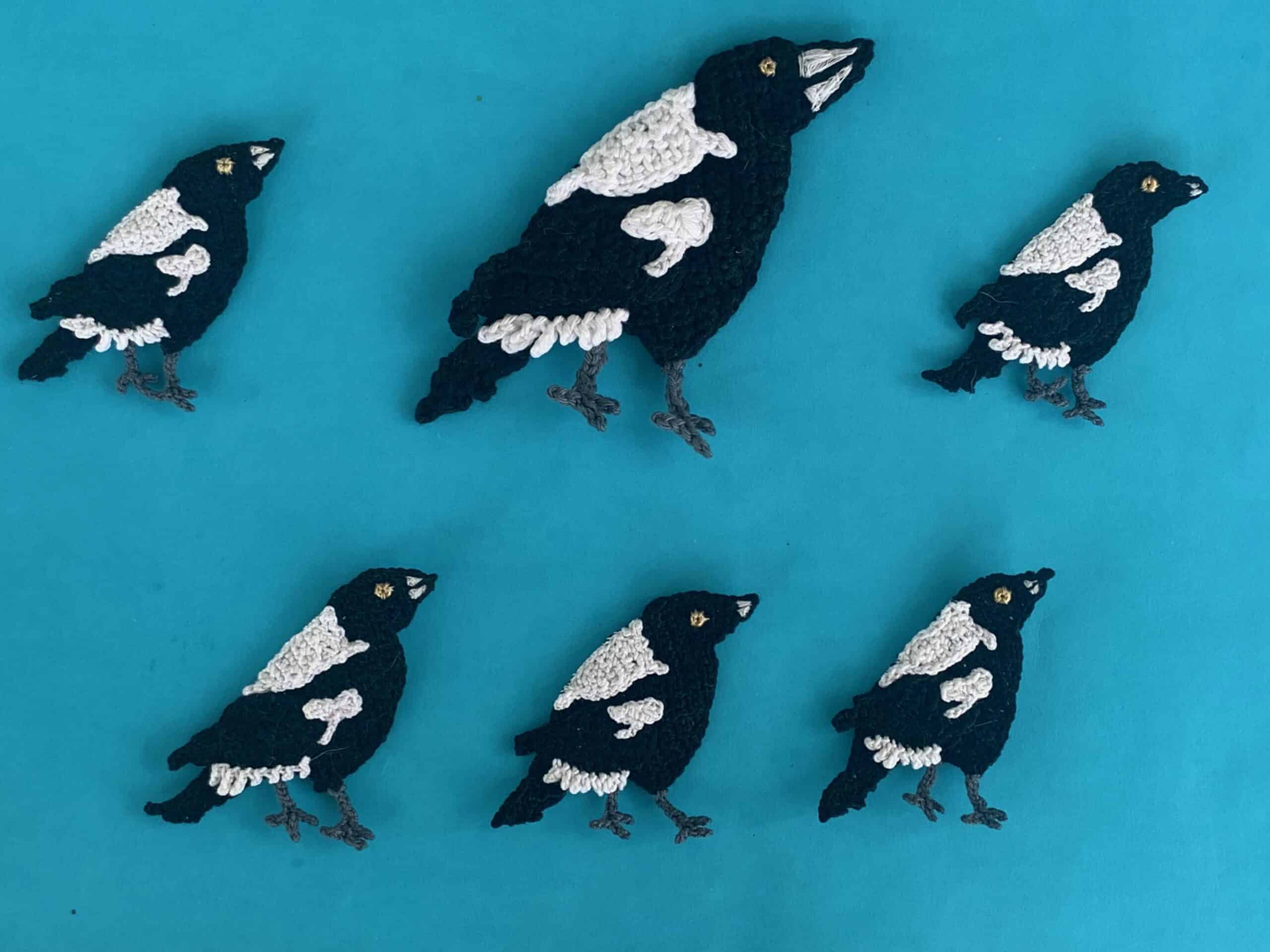 Finished crochet magpie 2 ply group landscape