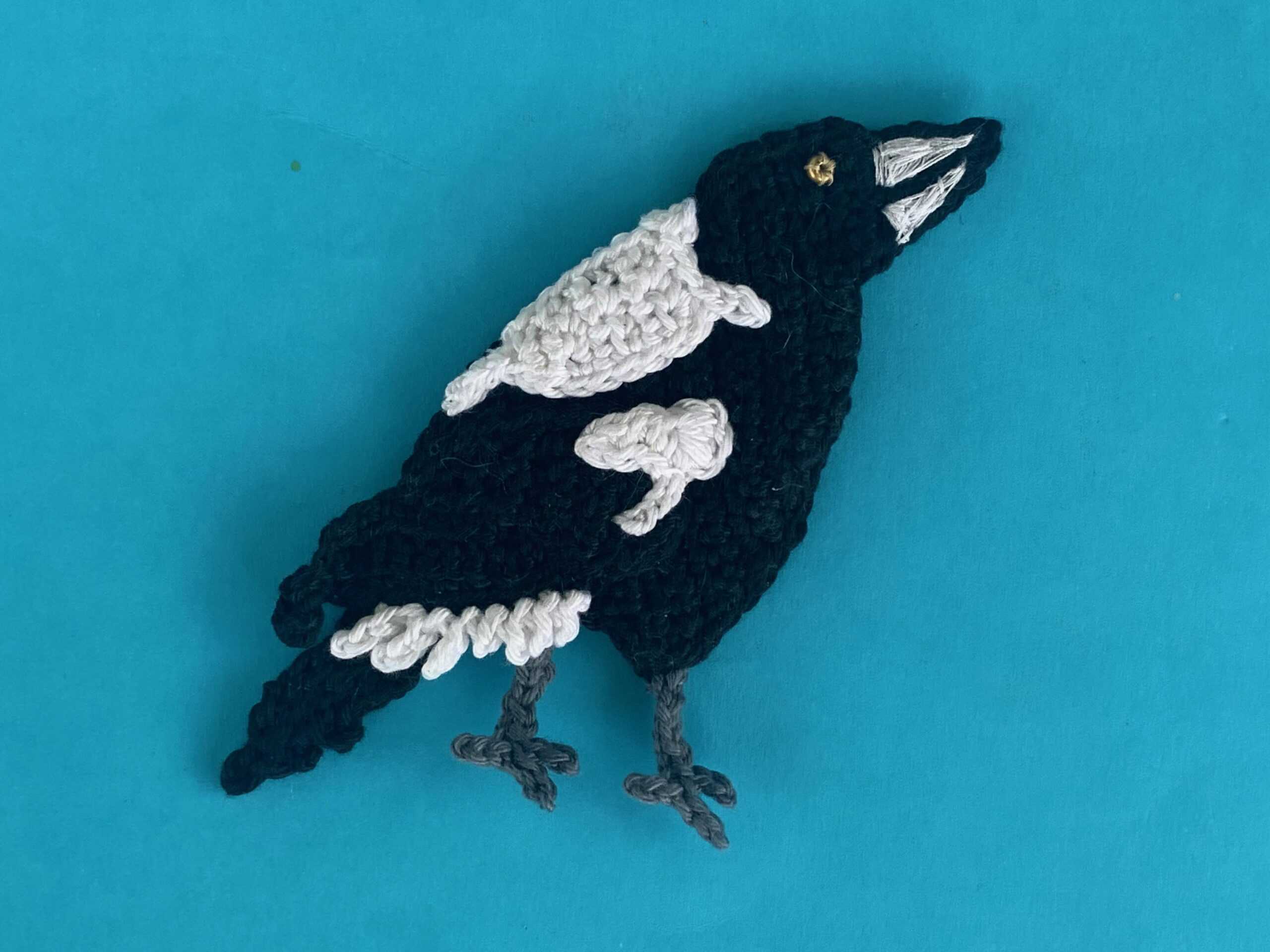 Finished crochet magpie 4 ply landscape