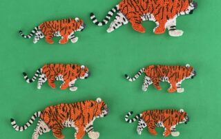 Finished crochet tiger 2 ply group landscape
