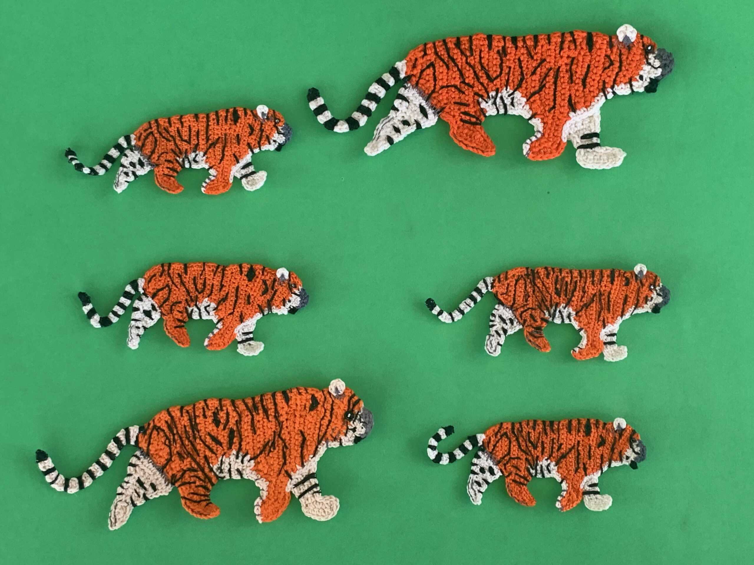 Finished crochet tiger 2 ply group landscape