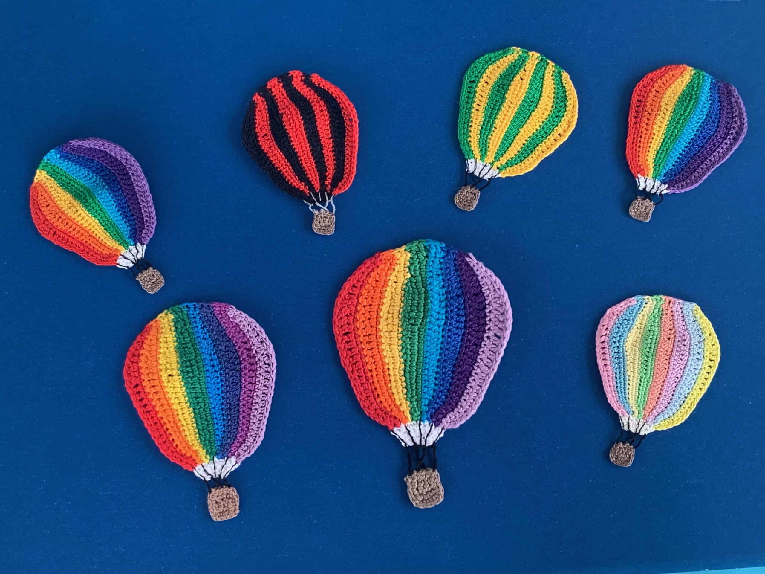 Finished crochet hot air balloon 2 ply group landscape