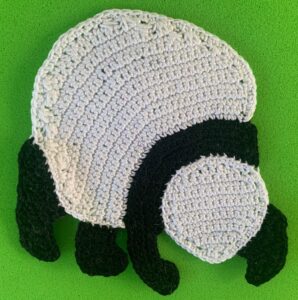 Crochet walking panda 2 ply near back leg neatened