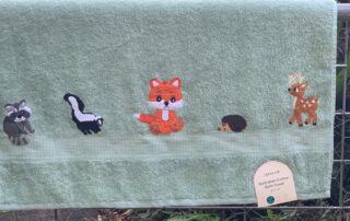 Finished crochet woodland animal towel