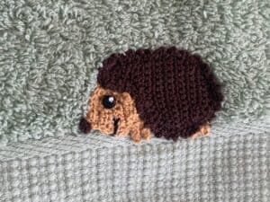 Finished crochet woodland animal towel hedgehog