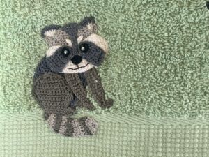 Finished crochet woodland animal towel raccoon