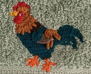 Finished farm towel rooster landscape