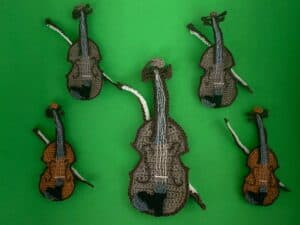 Finished crochet violin 2 ply group landscape