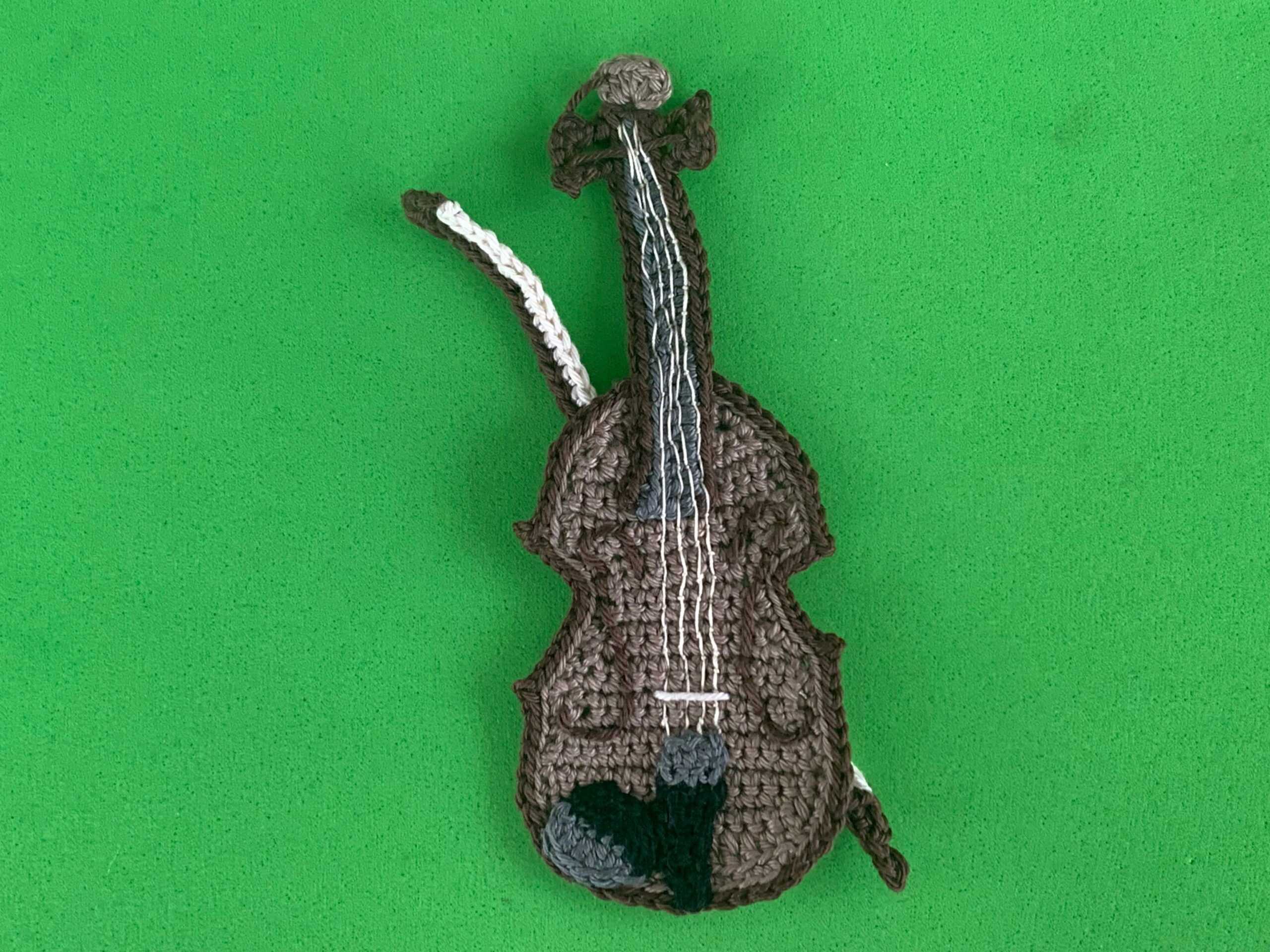 Finished crochet violin 4 ply landscape