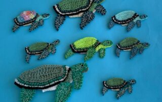 Finished crochet turtle 2 ply group landscape