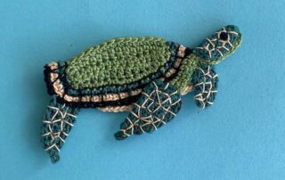Finished crochet turtle 2 ply landscape