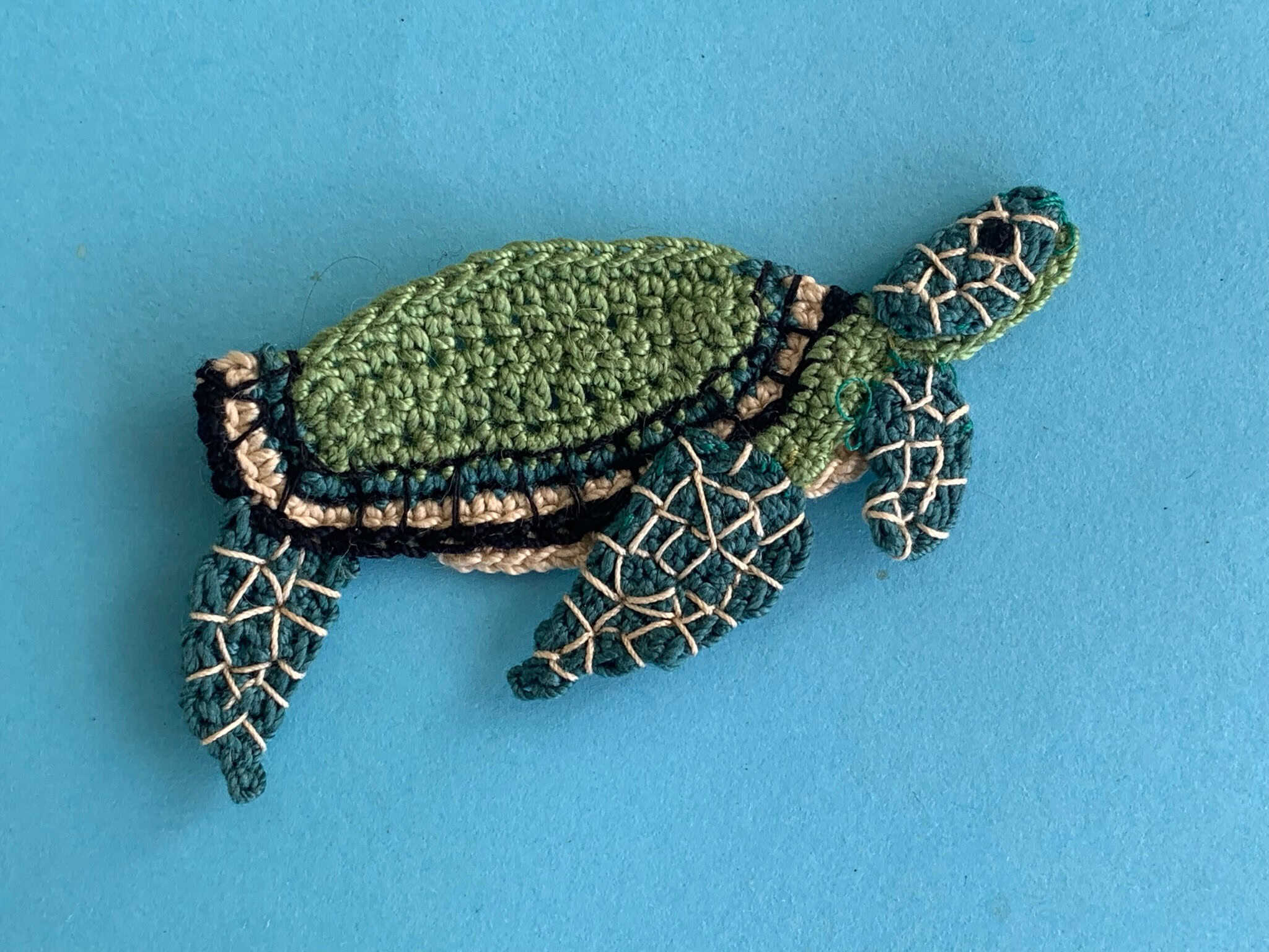 Finished crochet turtle 2 ply landscape