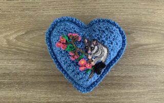 Crochet heart possum