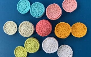 Finished crochet face scrubbie group coloured landscape