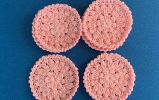 Finished crochet face scrubbie group pink landscape