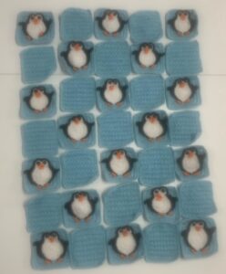 Crochet penguin baby blanket layout