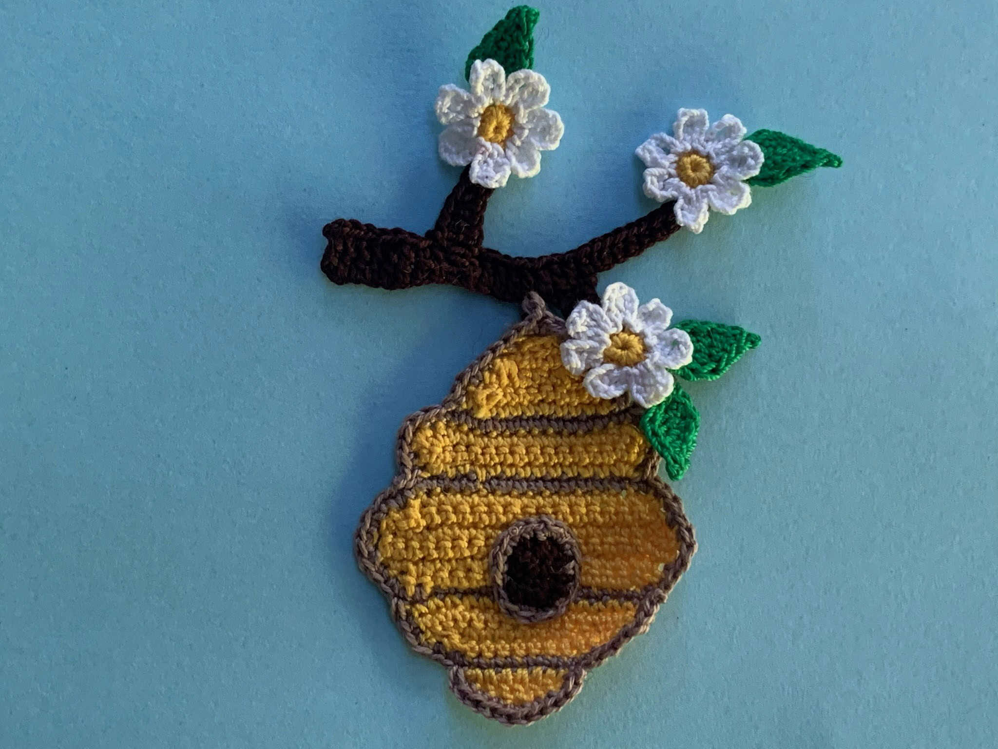 Finished crochet beehive 2 ply landscape