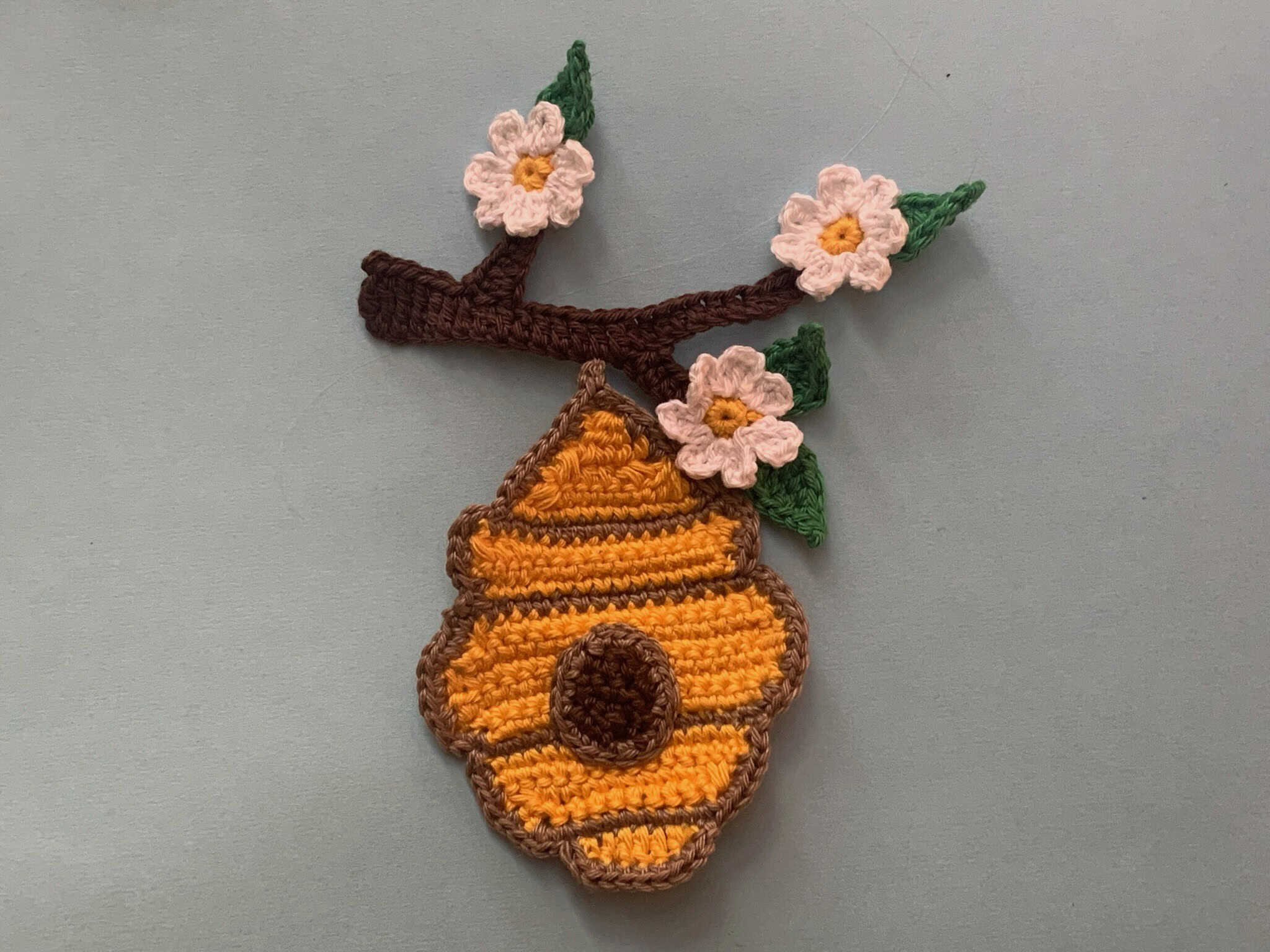 Finished crochet beehive 4 ply landscape
