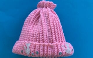 Finished crochet beanie cats landscape