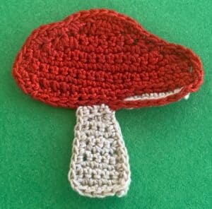 Crochet toadstool 2 ply stem large toadstool neatened