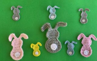 Finished crochet rabbit 2 ply group landscape