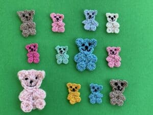 Finished crochet tiny teddy bear 2 ply group landscape