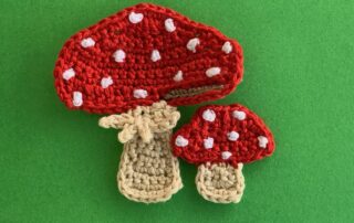 Finished crochet toadstool 4 ply landscape