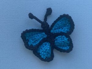 Finished crochet small butterfly tutorial 4 ply landscape