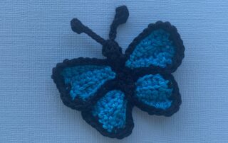 Finished crochet small butterfly 4 ply landscape