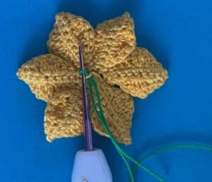 Crochet daffodil 2 ply joining for stem