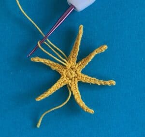 Crochet daffodil 2 ply petals row 2