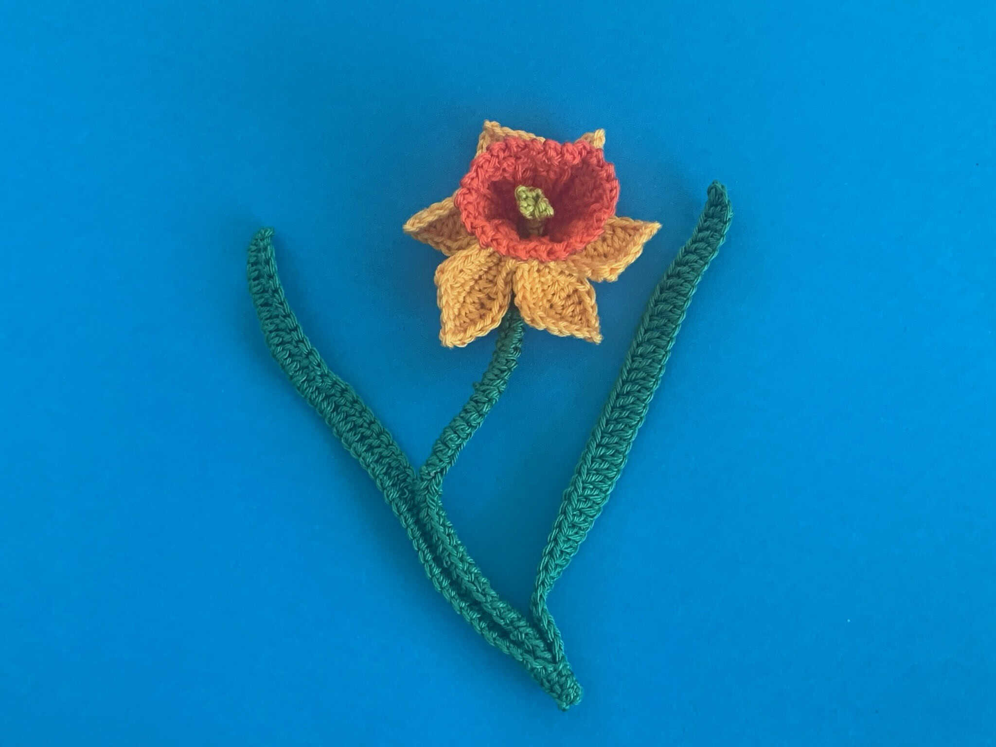 Finished crochet daffodil 4 ply landscape
