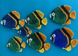 Finished crochet fish 2 ply group landscape