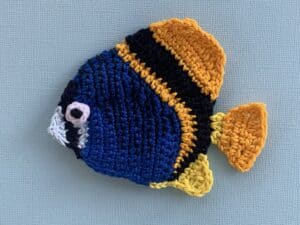 Finished crochet fish tutorial 4 ply landscape