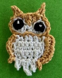 Crochet small owl 2 ply face with eyes
