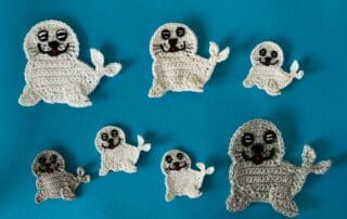 Finished crochet baby seal 2 ply group landscape