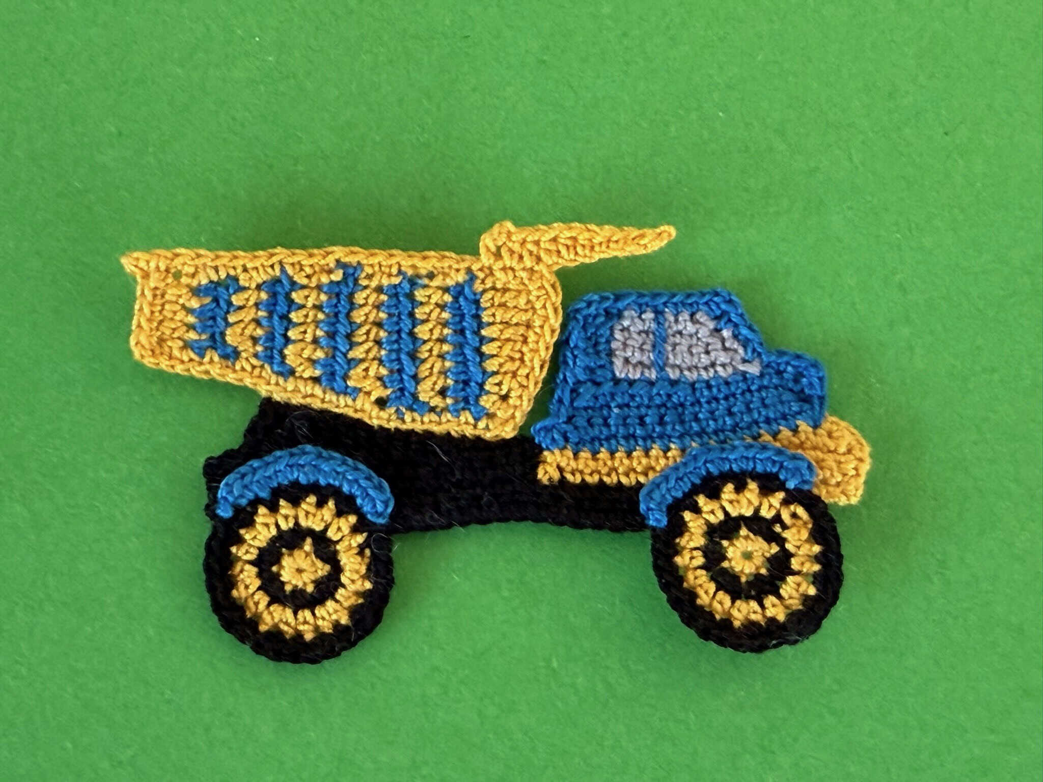 Finished crochet dump truck 2 ply landscape