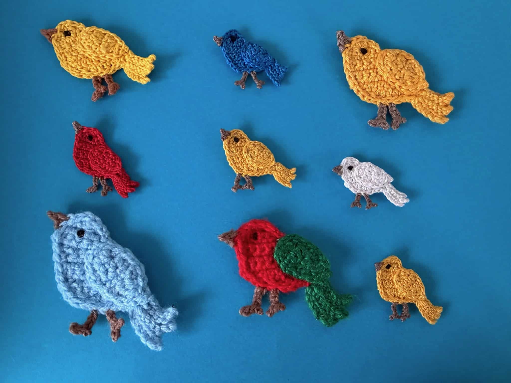 Finished crochet small bird 2 ply group landscape