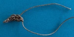 Crochet kookaburra 2 ply first beak part