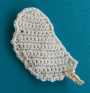 Crochet kookaburra 2 ply first tail piece