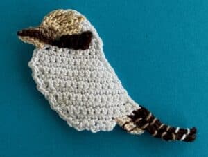 Crochet kookaburra 2 ply markings stitched down