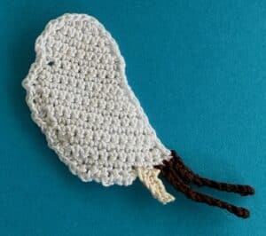 Crochet kookaburra 2 ply second tail piece