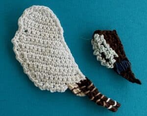 Crochet kookaburra 2 ply wing and tail markings