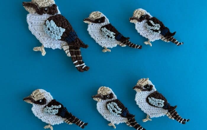 Finished crochet kookaburra 2 ply group landscape